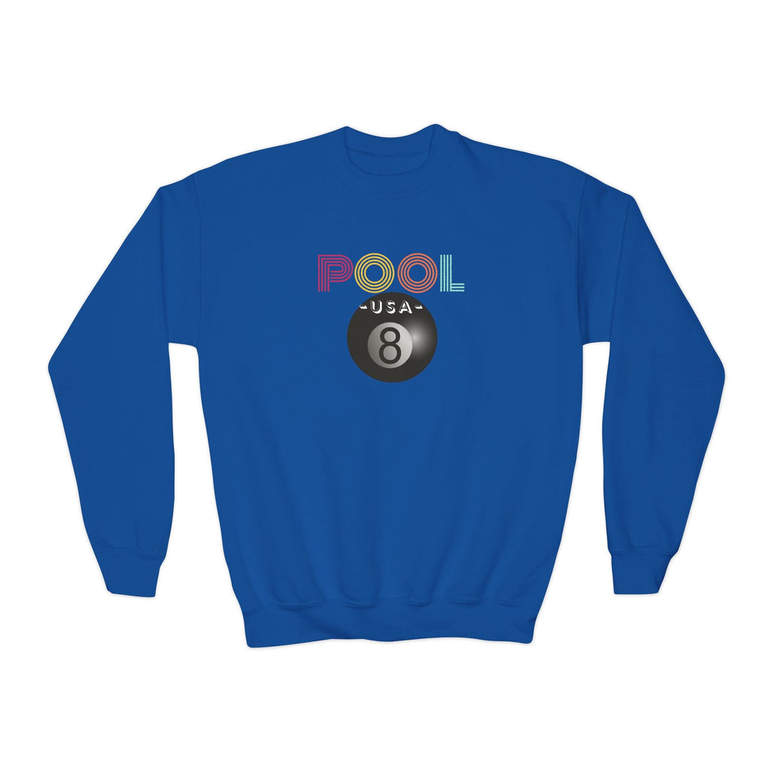 POOL USA - 8 Ball - Unisex Youth Crewneck Sweatshirt - BFLY BILLIARDS