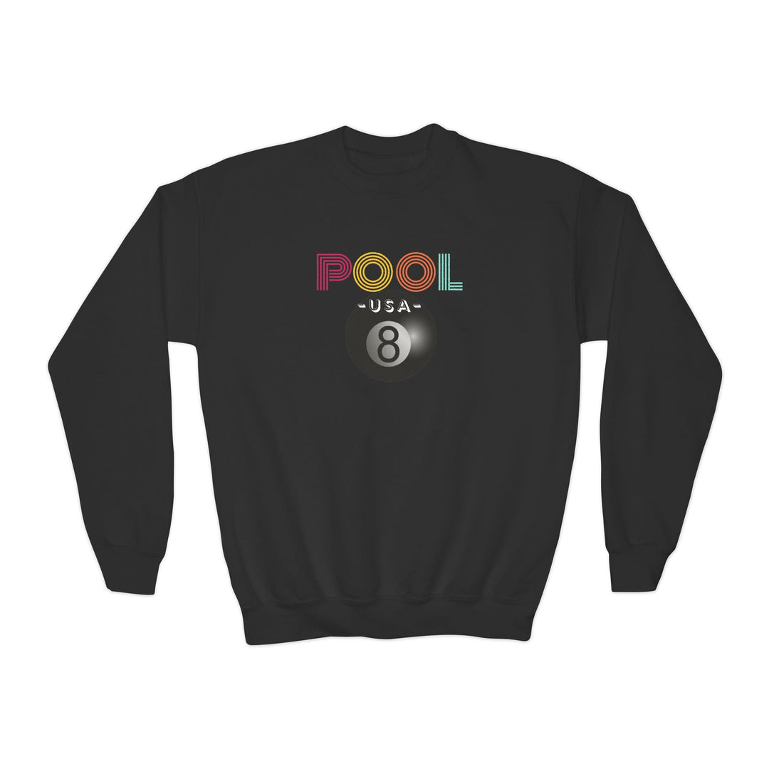 POOL USA - 8 Ball - Unisex Youth Crewneck Sweatshirt - BFLY BILLIARDS