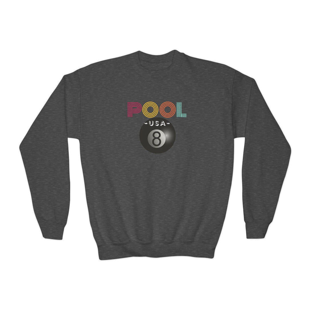 POOL USA - 8 Ball - Unisex Youth Crewneck Sweatshirt - BFLY BILLIARDS