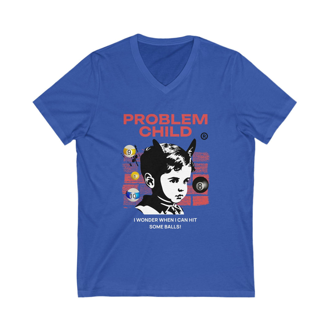 Problem Child - Pool Balls - Unisex V - Neck Tee - BFLY BILLIARDS