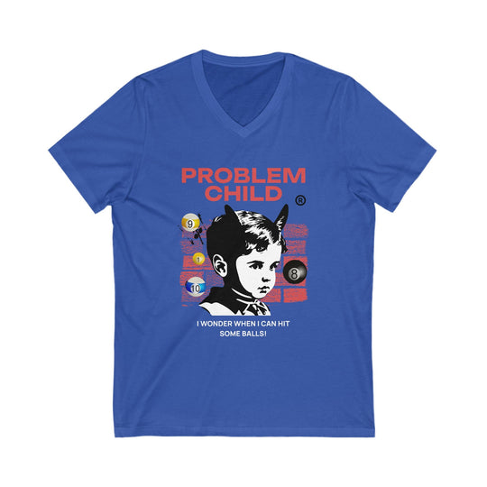 Problem Child - Pool Balls - Unisex V - Neck Tee - BFLY BILLIARDS