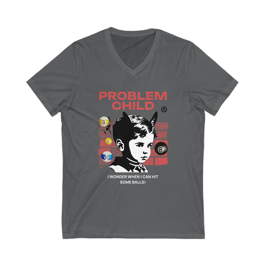 Problem Child - Pool Balls - Unisex V - Neck Tee - BFLY BILLIARDS
