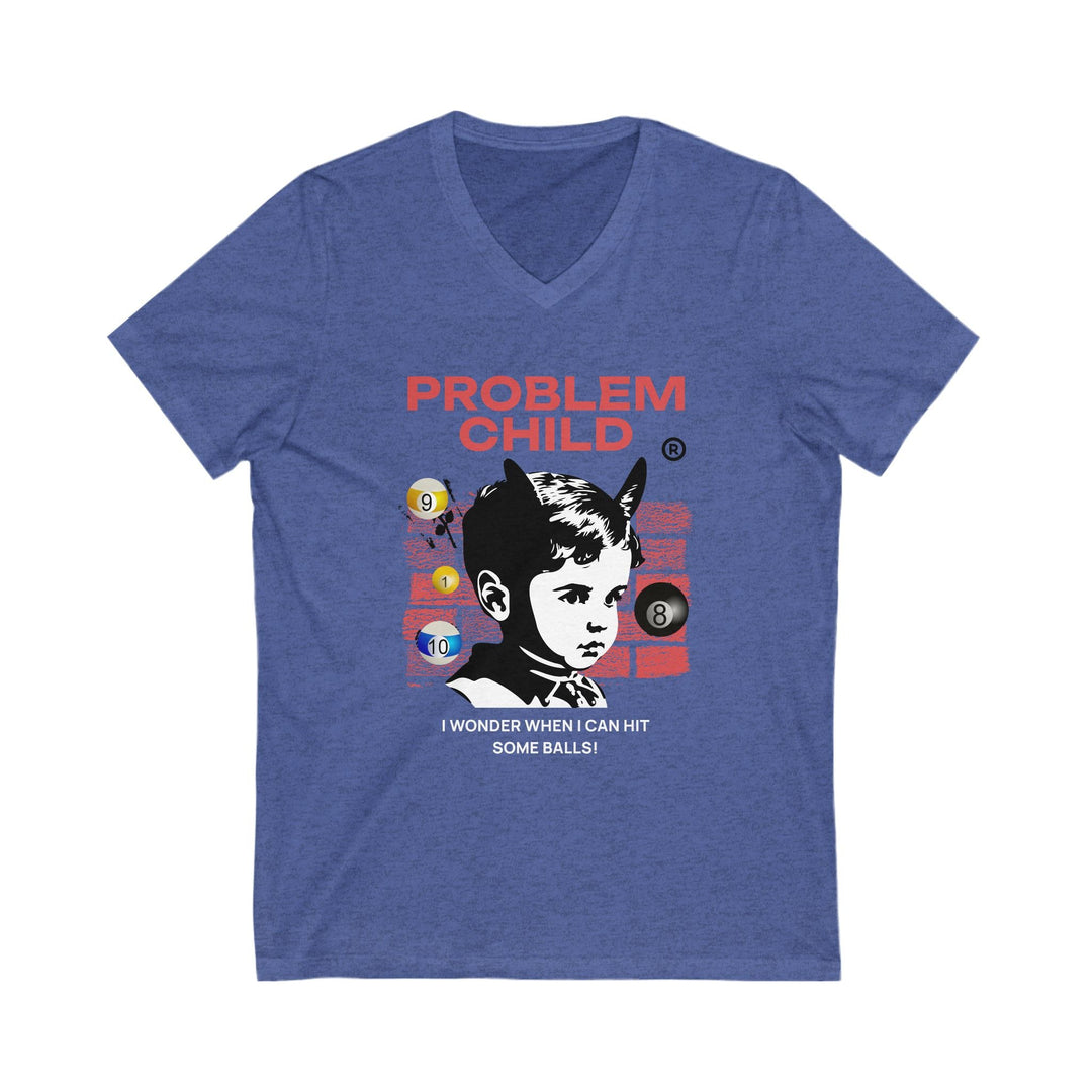 Problem Child - Pool Balls - Unisex V - Neck Tee - BFLY BILLIARDS