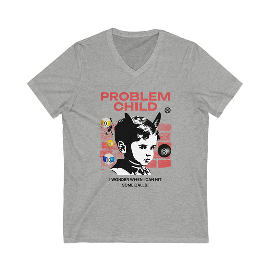 Problem Child - Pool Balls - Unisex V - Neck Tee - BFLY BILLIARDS