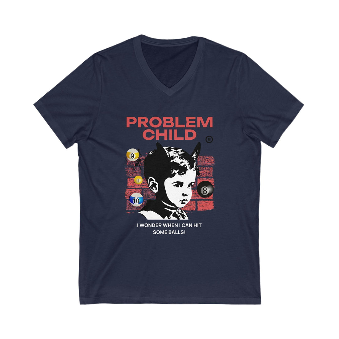 Problem Child - Pool Balls - Unisex V - Neck Tee - BFLY BILLIARDS