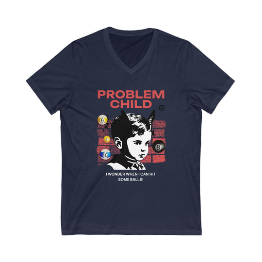Problem Child - Pool Balls - Unisex V - Neck Tee - BFLY BILLIARDS