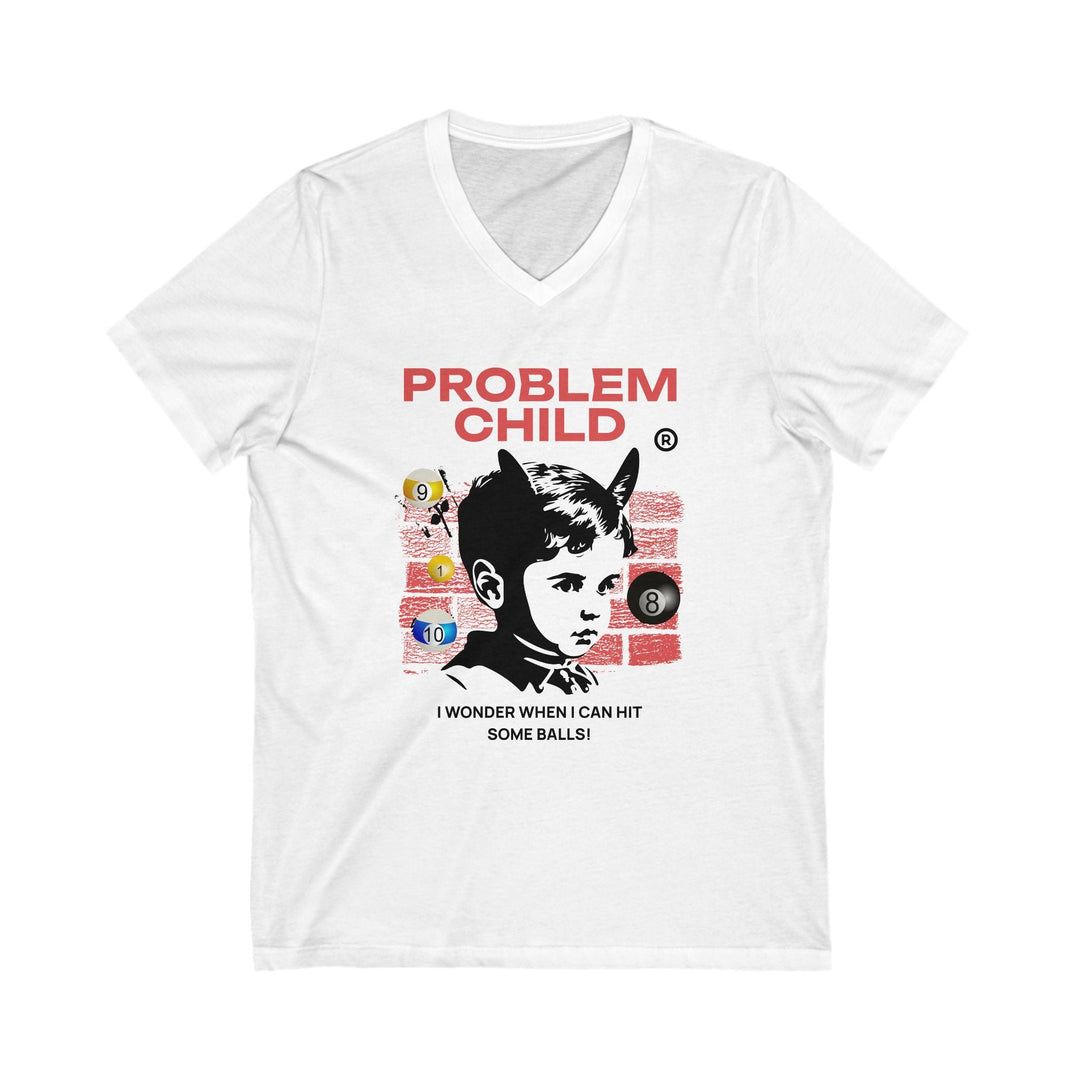 Problem Child - Pool Balls - Unisex V - Neck Tee - BFLY BILLIARDS