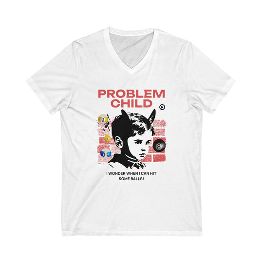 Problem Child - Pool Balls - Unisex V - Neck Tee - BFLY BILLIARDS
