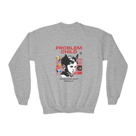 Problem Child - Pool Balls - Unisex Youth Crewneck Sweatshirt - BFLY BILLIARDS