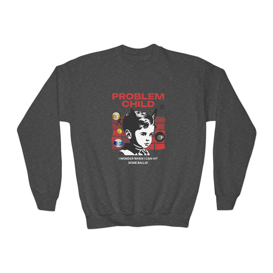 Problem Child - Pool Balls - Unisex Youth Crewneck Sweatshirt - BFLY BILLIARDS