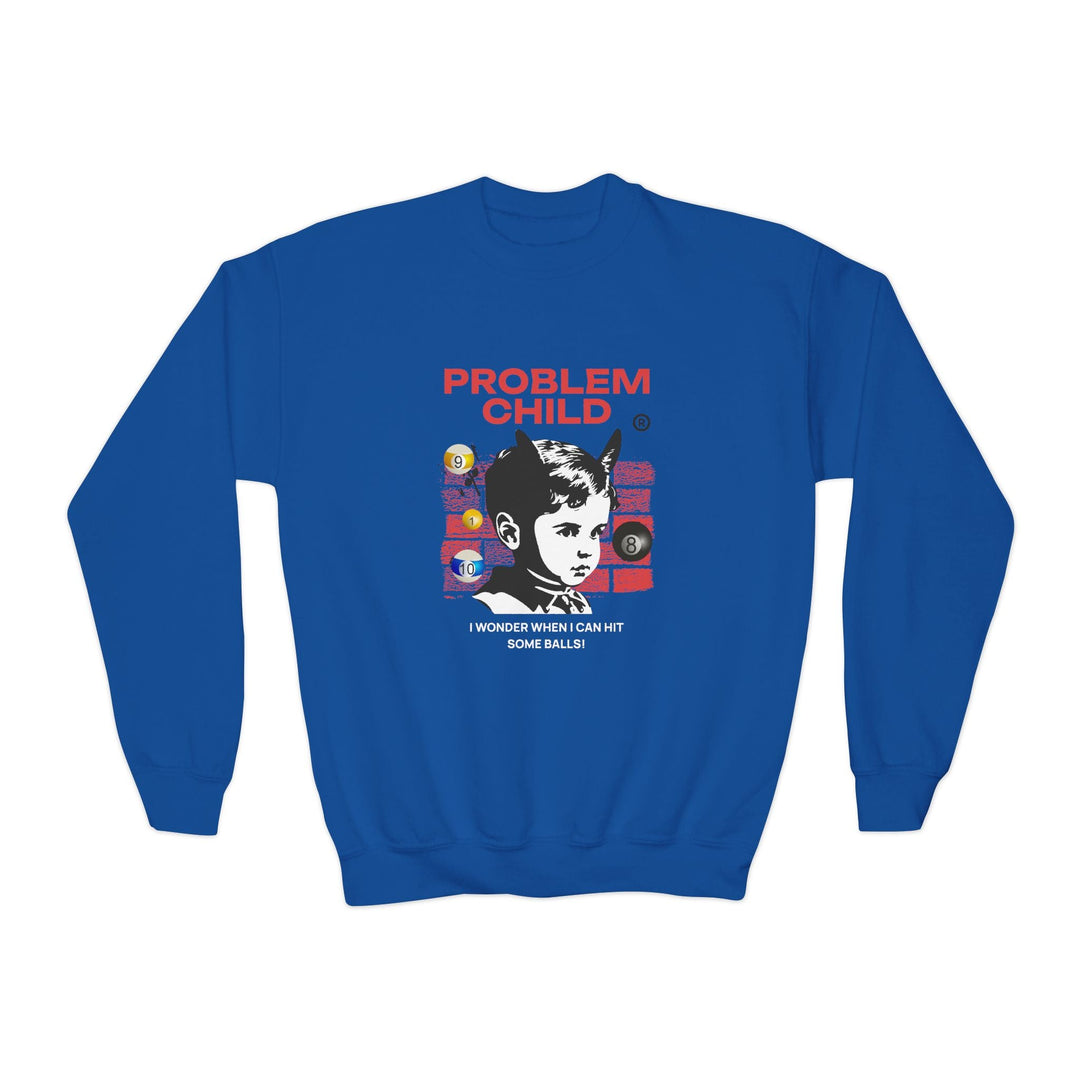 Problem Child - Pool Balls - Unisex Youth Crewneck Sweatshirt - BFLY BILLIARDS