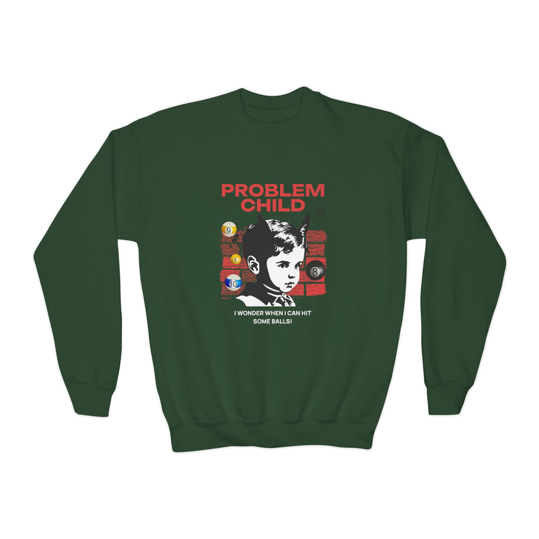 Problem Child - Pool Balls - Unisex Youth Crewneck Sweatshirt - BFLY BILLIARDS