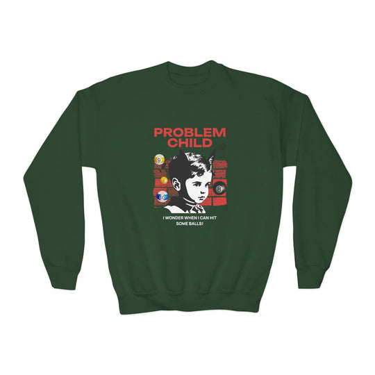 Problem Child - Pool Balls - Unisex Youth Crewneck Sweatshirt - BFLY BILLIARDS