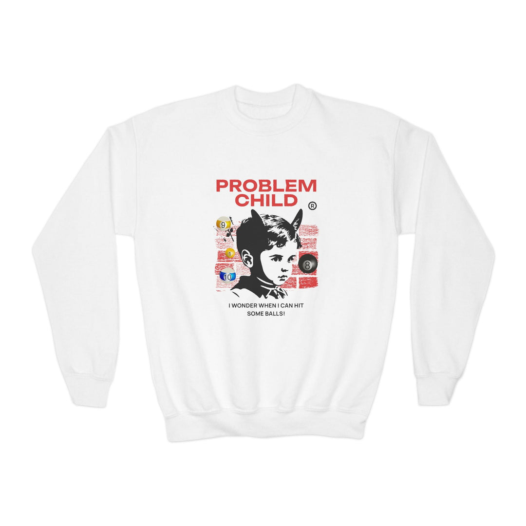 Problem Child - Pool Balls - Unisex Youth Crewneck Sweatshirt - BFLY BILLIARDS