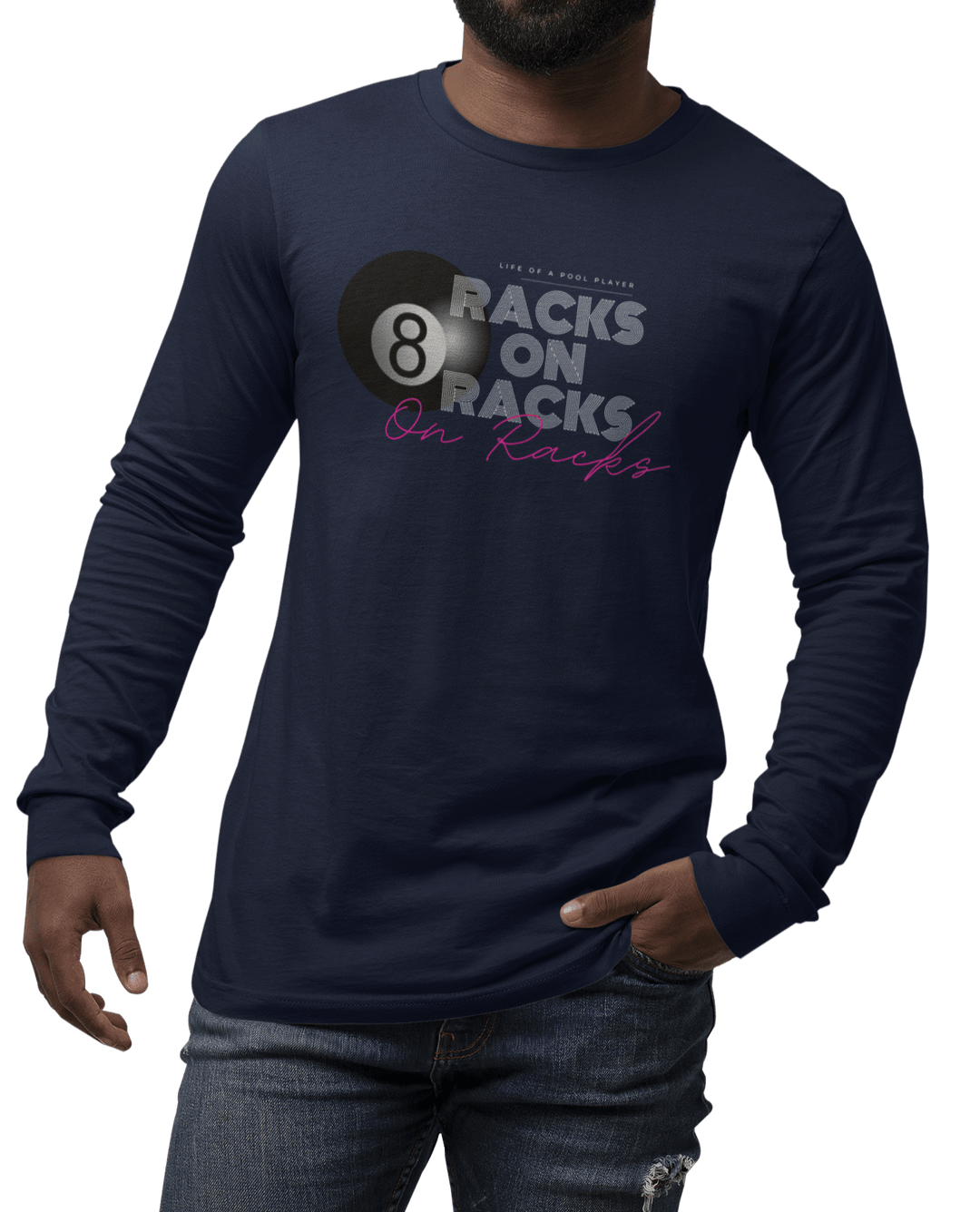 Racks on Racks - 8 Ball - Long Sleeve Tee - BFLY BILLIARDS