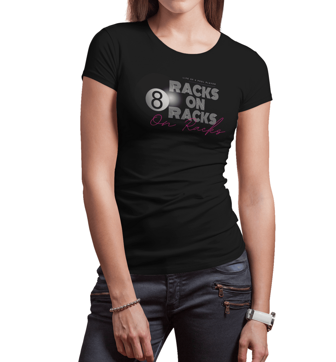 Racks on Racks - 8 Ball - Women's Fitted Tee - BFLY BILLIARDS
