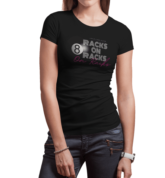 Racks on Racks - 8 Ball - Women's Fitted Tee - BFLY BILLIARDS