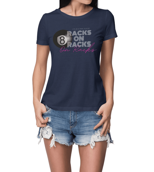 Racks on Racks - 8 Ball - Women's Fitted Tee - BFLY BILLIARDS