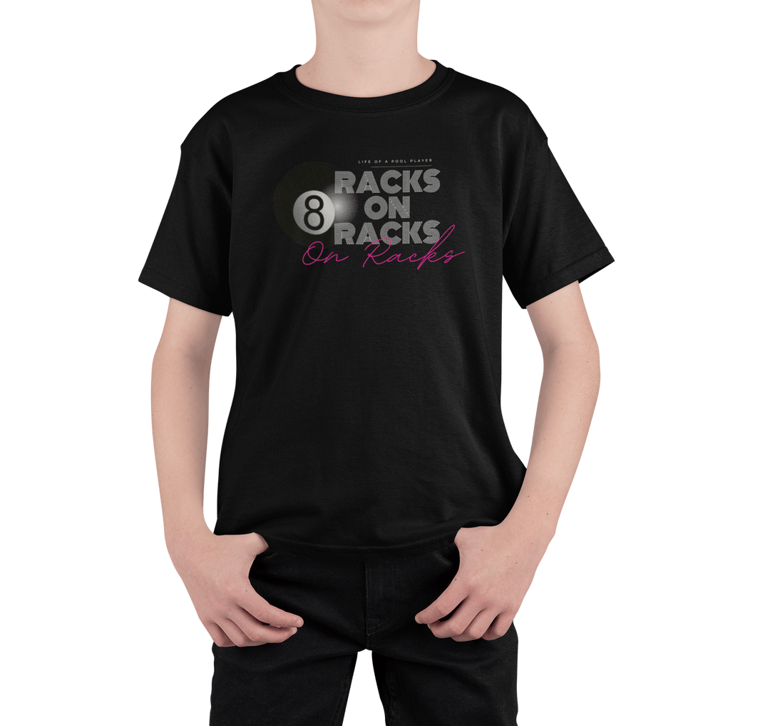 Racks on Racks - 8 Ball - Youth Cotton Tee - BFLY BILLIARDS