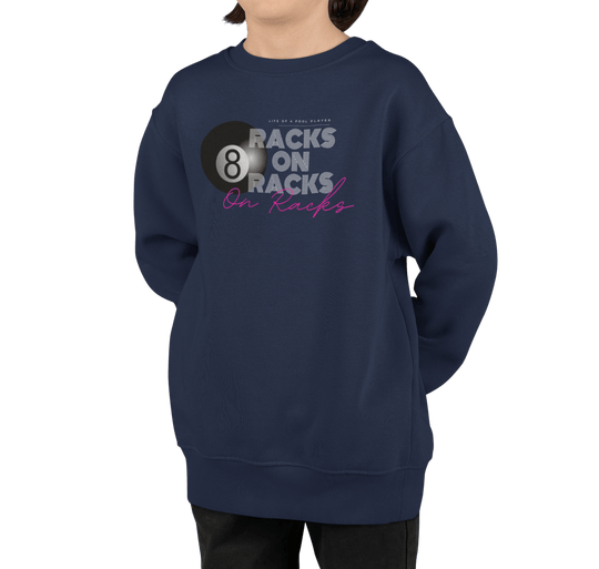 Racks on Racks - 8 Ball - Youth Crewneck Sweatshirt - BFLY BILLIARDS