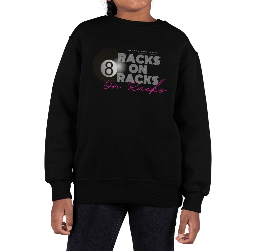 Racks on Racks - 8 Ball - Youth Crewneck Sweatshirt - BFLY BILLIARDS