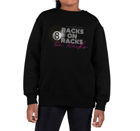 Racks on Racks - 8 Ball - Youth Crewneck Sweatshirt - BFLY BILLIARDS