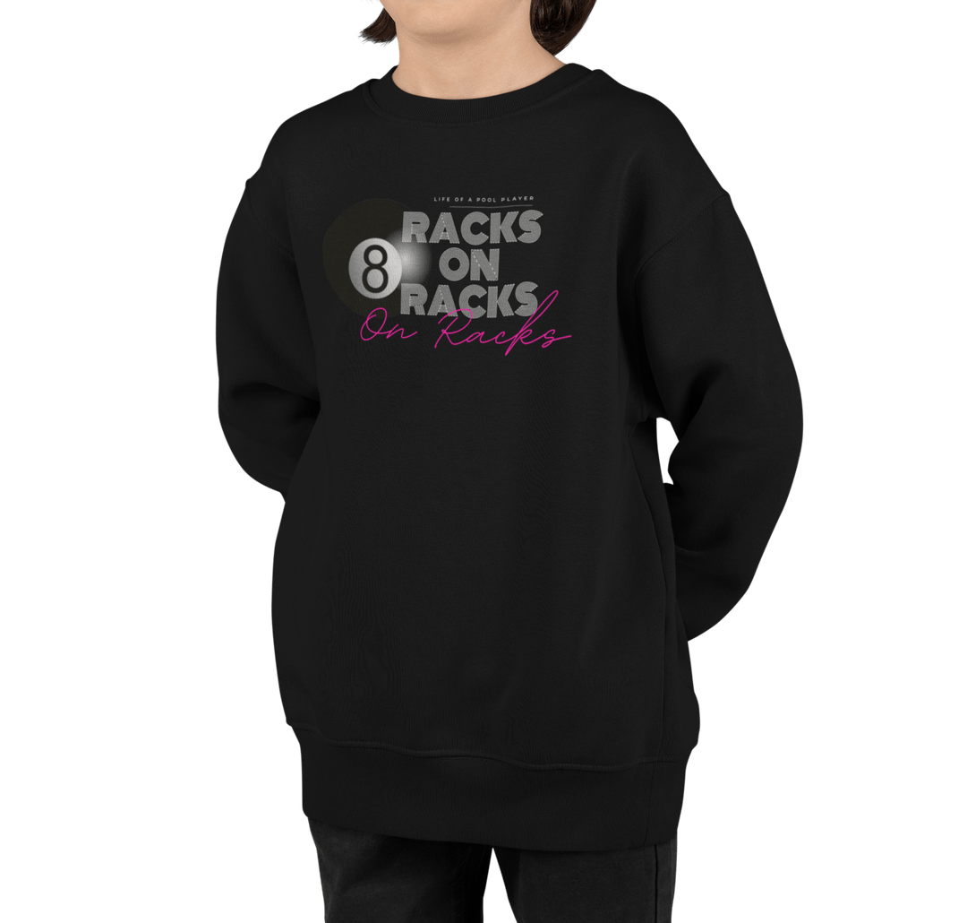 Racks on Racks - 8 Ball - Youth Crewneck Sweatshirt - BFLY BILLIARDS