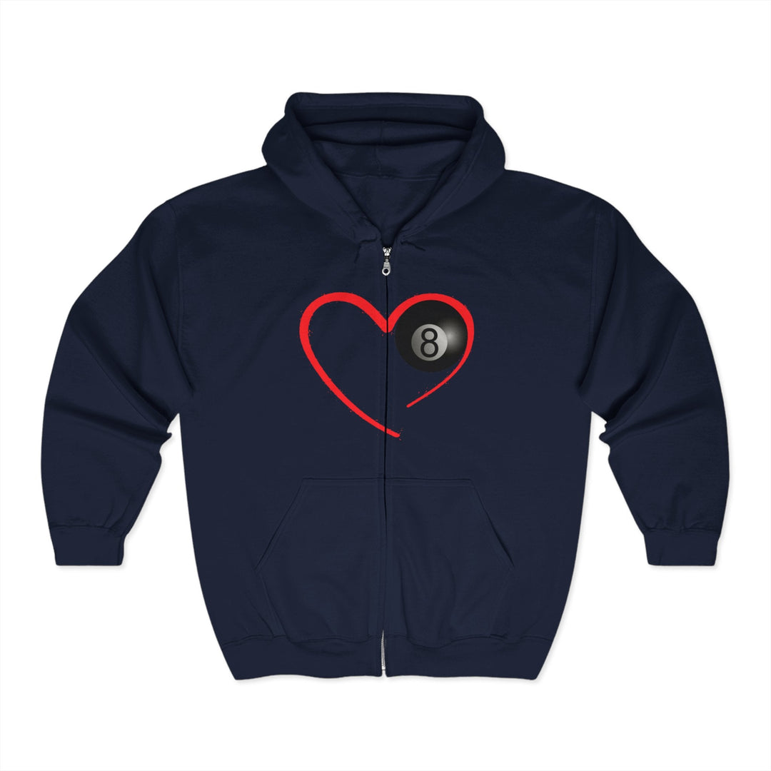 Red Line Love - 8 Ball - Full Zip Hoodie - BFLY BILLIARDS