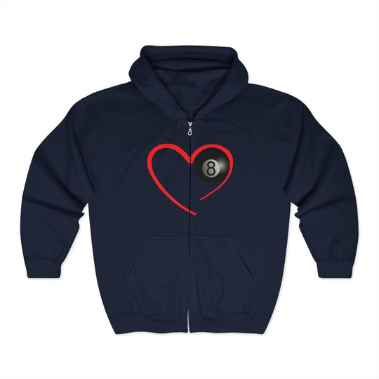 Red Line Love - 8 Ball - Full Zip Hoodie - BFLY BILLIARDS