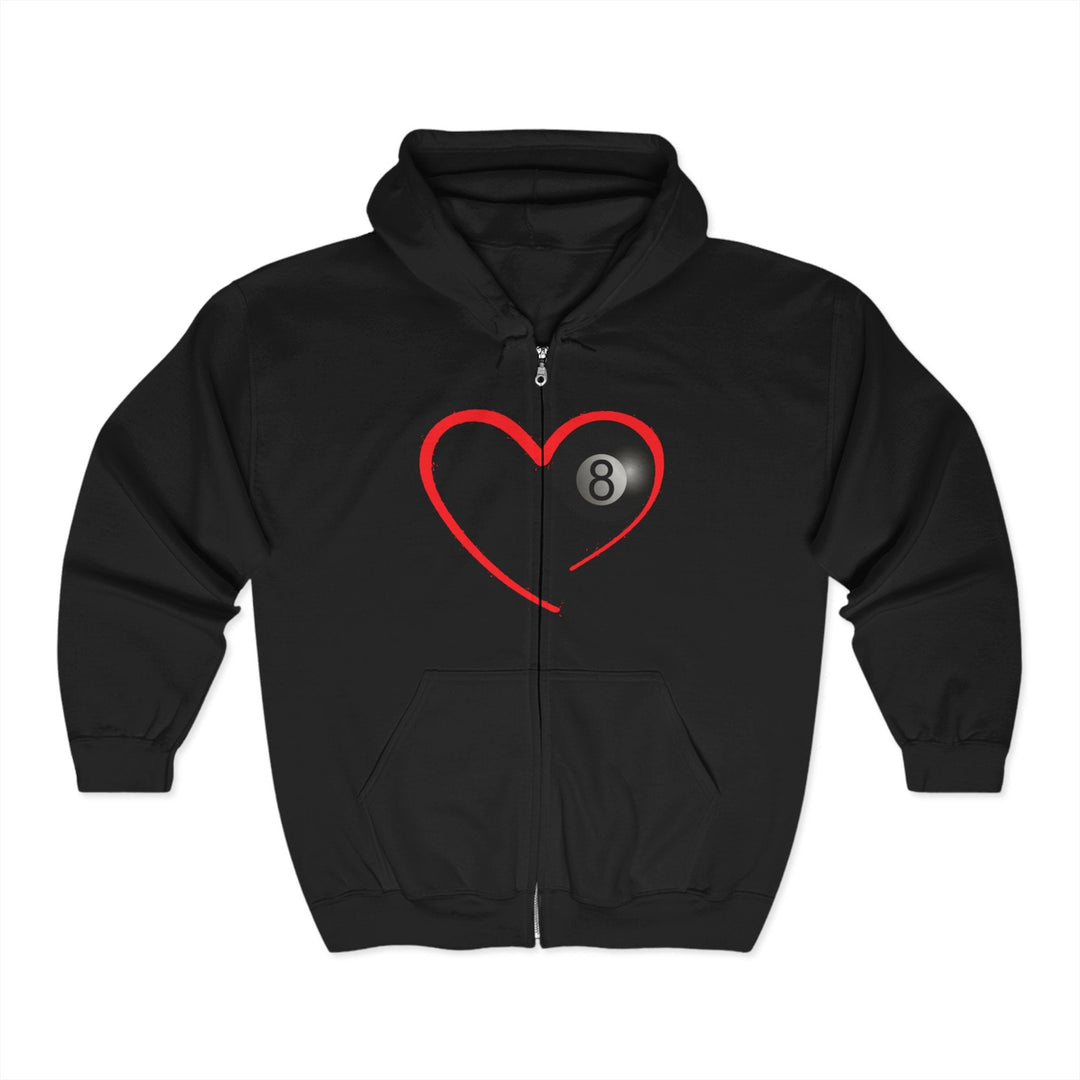 Red Line Love - 8 Ball - Full Zip Hoodie - BFLY BILLIARDS