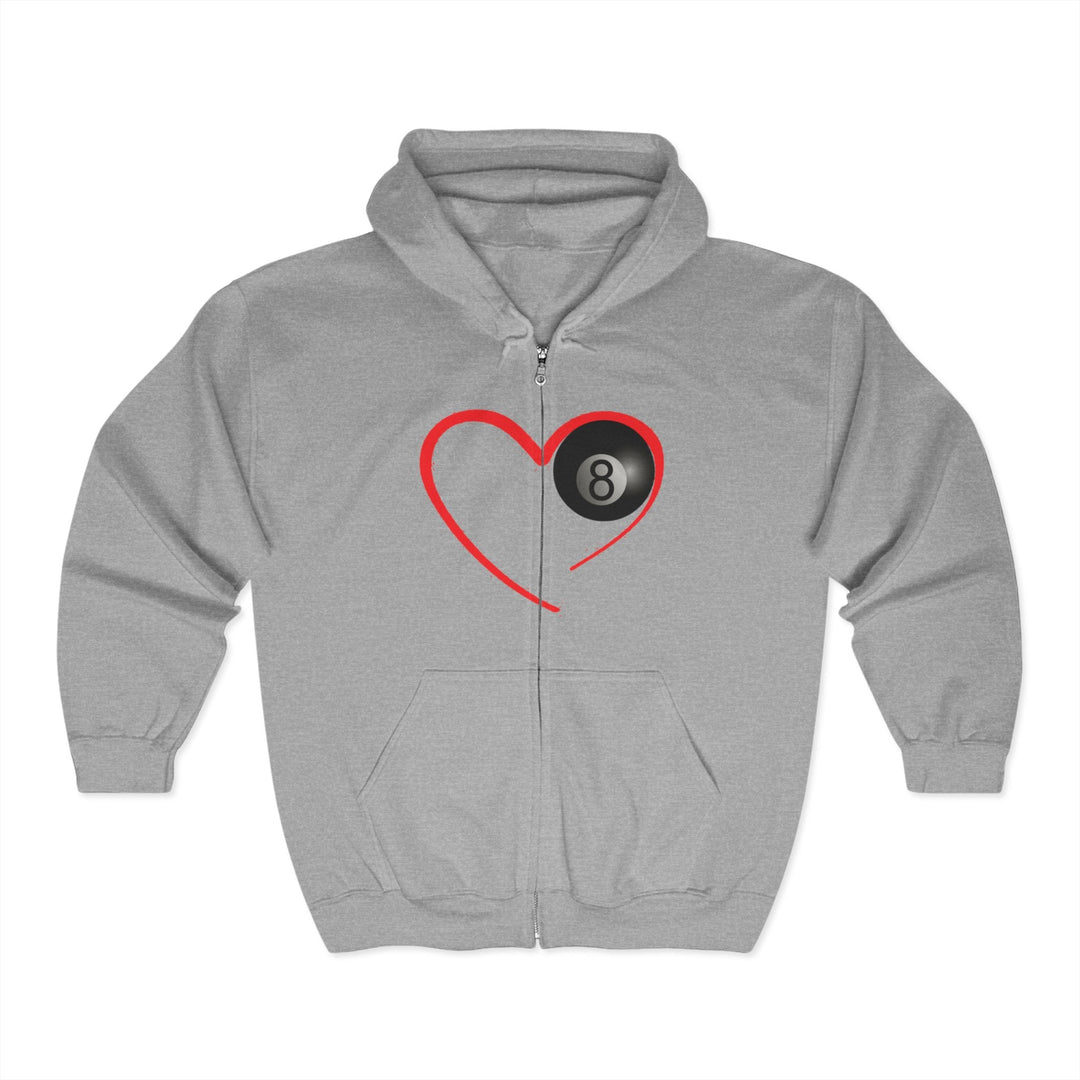 Red Line Love - 8 Ball - Full Zip Hoodie - BFLY BILLIARDS