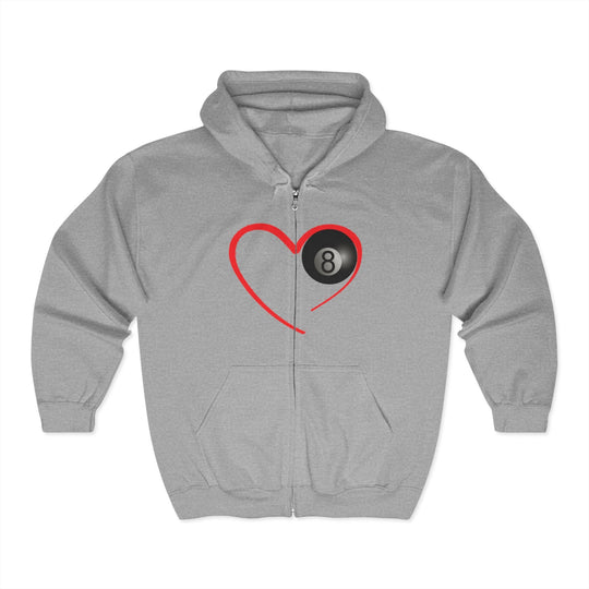 Red Line Love - 8 Ball - Full Zip Hoodie - BFLY BILLIARDS