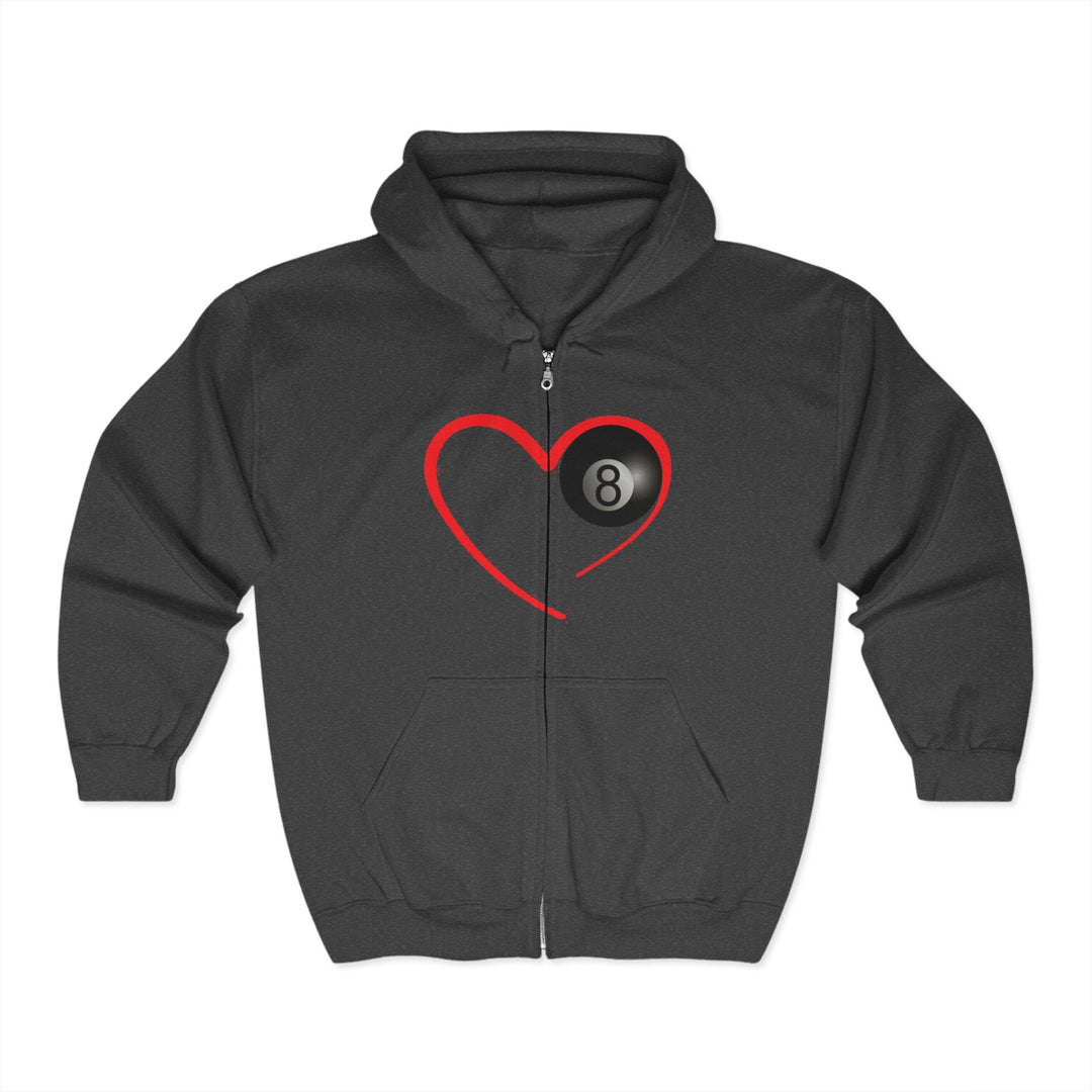 Red Line Love - 8 Ball - Full Zip Hoodie - BFLY BILLIARDS