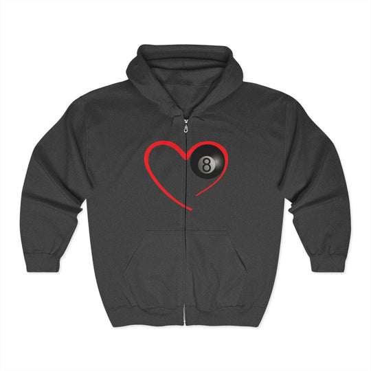 Red Line Love - 8 Ball - Full Zip Hoodie - BFLY BILLIARDS