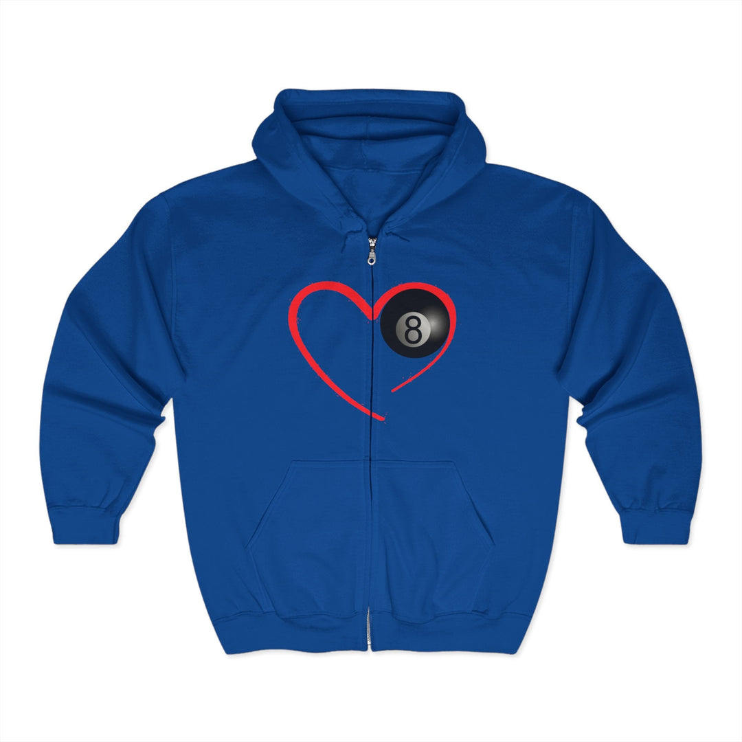 Red Line Love - 8 Ball - Full Zip Hoodie - BFLY BILLIARDS