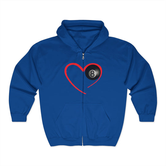 Red Line Love - 8 Ball - Full Zip Hoodie - BFLY BILLIARDS