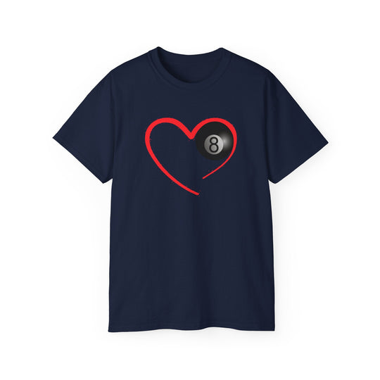 Red Line Love - 8 Ball - Unisex Cotton T-Shirt - BFLY BILLIARDS