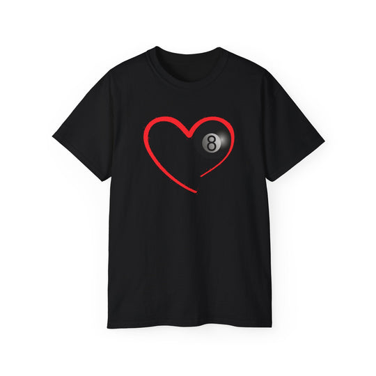 Red Line Love - 8 Ball - Unisex Cotton T-Shirt - BFLY BILLIARDS