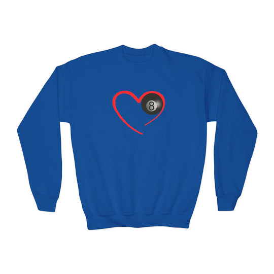 Red Line Love - 8 Ball - Unisex Youth Crewneck Sweatshirt - BFLY BILLIARDS