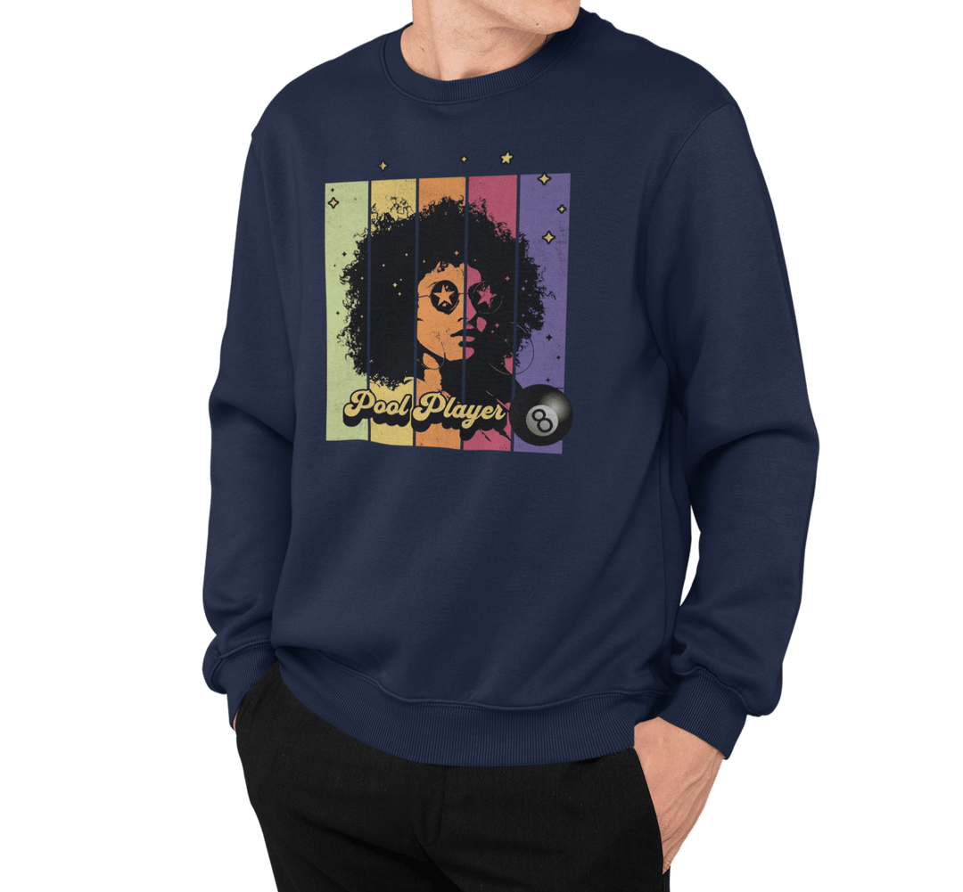 Retro Star Pool Player - Crewneck Sweatshirt - BFLY BILLIARDS