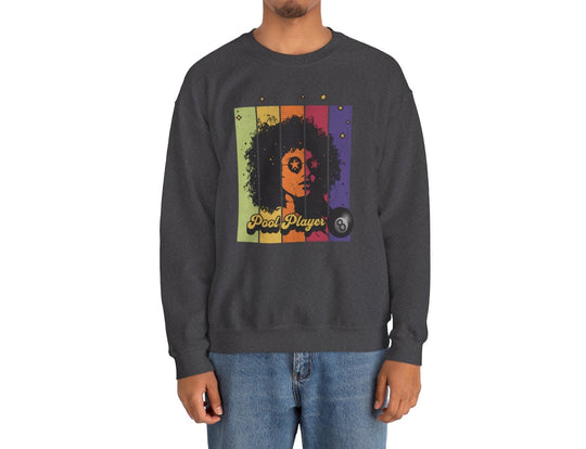 Retro Star Pool Player - Crewneck Sweatshirt - BFLY BILLIARDS