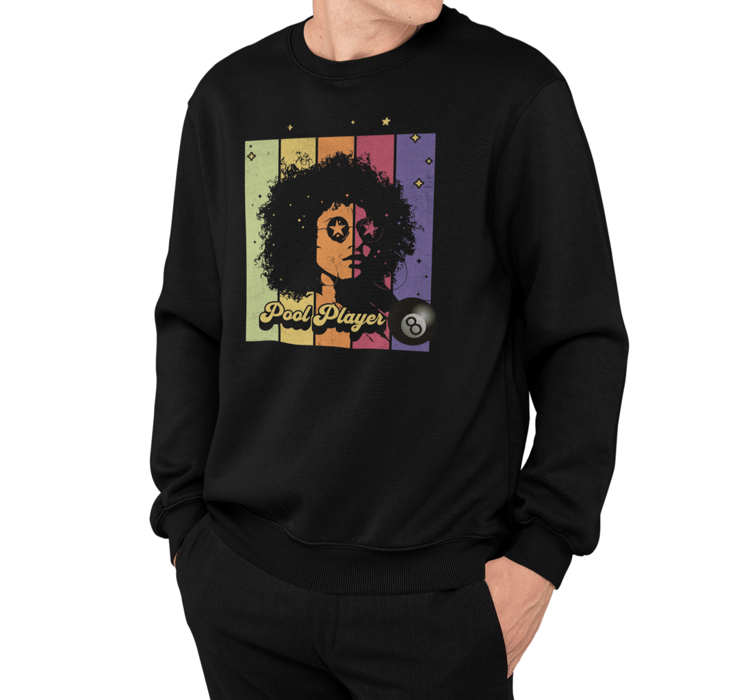 Retro Star Pool Player - Crewneck Sweatshirt - BFLY BILLIARDS