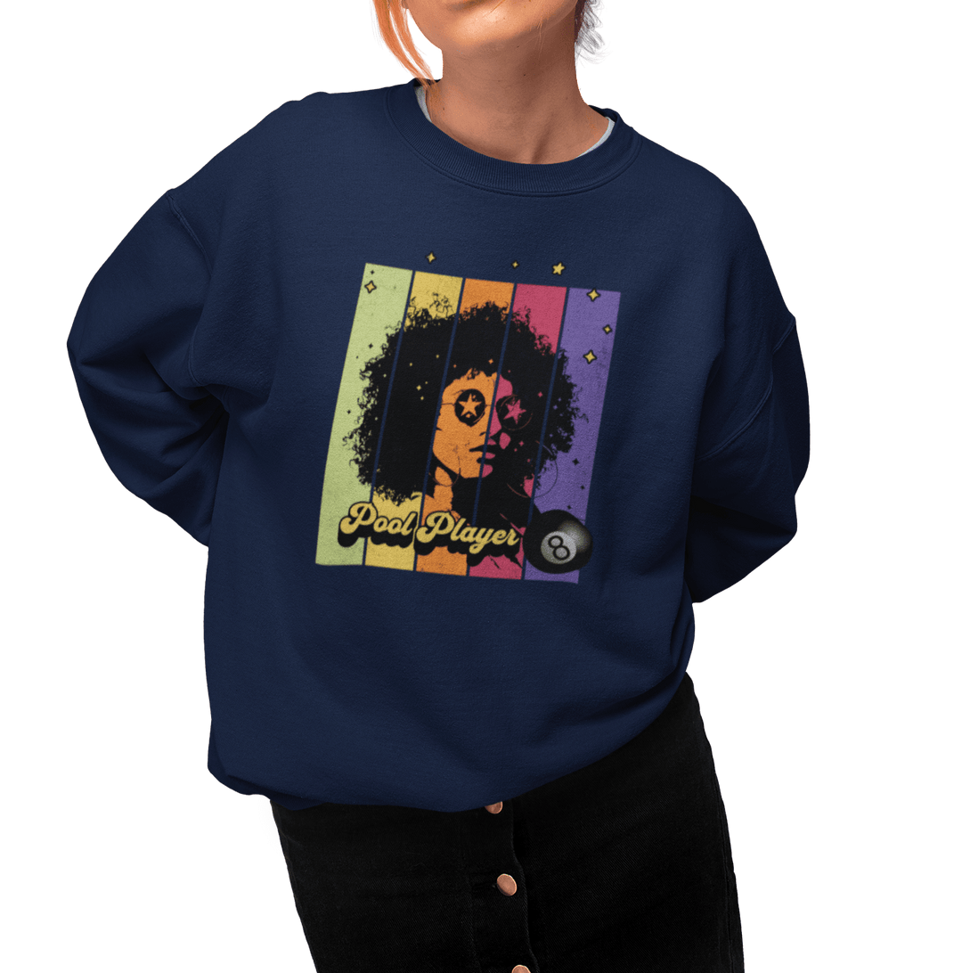 Retro Star Pool Player - Crewneck Sweatshirt - BFLY BILLIARDS