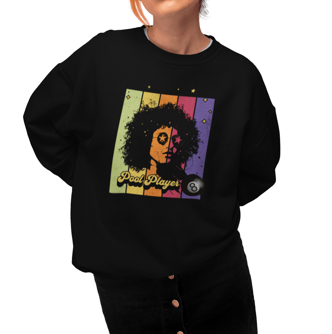 Retro Star Pool Player - Crewneck Sweatshirt - BFLY BILLIARDS