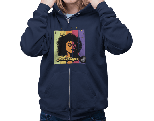 Retro Star Pool Player - Full Zip Hoodie - BFLY BILLIARDS