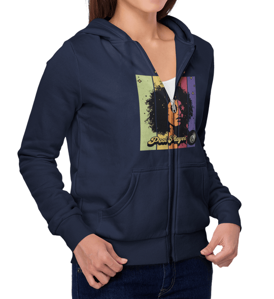 Retro Star Pool Player - Full Zip Hoodie - BFLY BILLIARDS