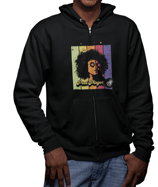Retro Star Pool Player - Full Zip Hoodie - BFLY BILLIARDS