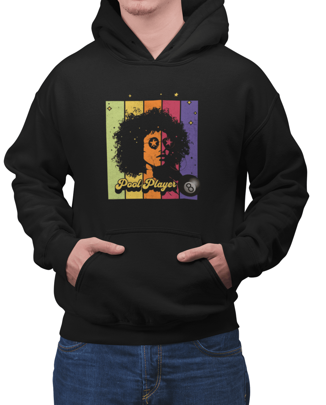 Retro Star Pool Player - Pullover Hoodie - BFLY BILLIARDS