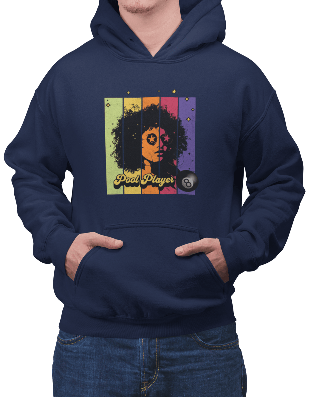Retro Star Pool Player - Pullover Hoodie - BFLY BILLIARDS