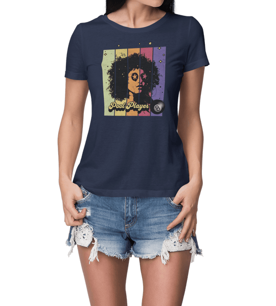 Retro Star Pool Player - Women's Fitted Tee - BFLY BILLIARDS